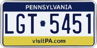PA license plate LGT5451