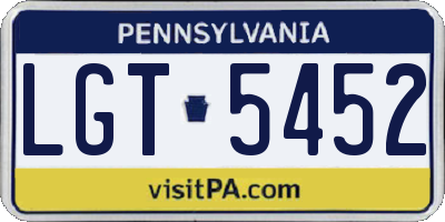 PA license plate LGT5452