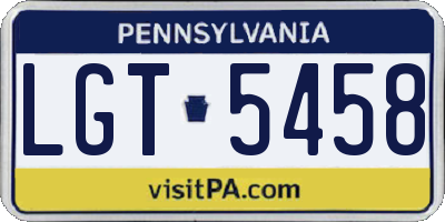 PA license plate LGT5458