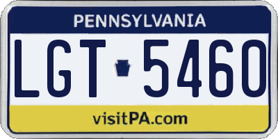 PA license plate LGT5460