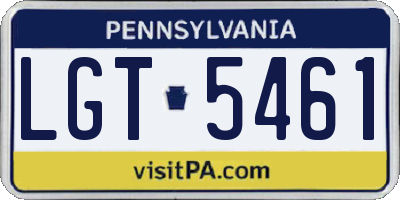PA license plate LGT5461