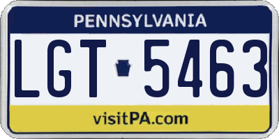 PA license plate LGT5463