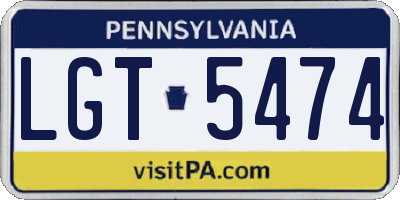 PA license plate LGT5474