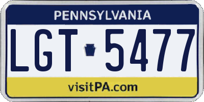 PA license plate LGT5477