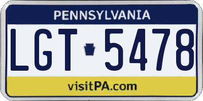 PA license plate LGT5478