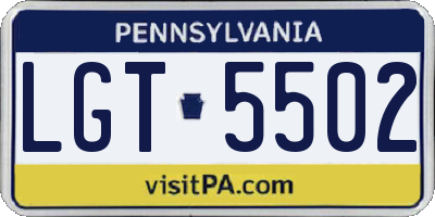 PA license plate LGT5502