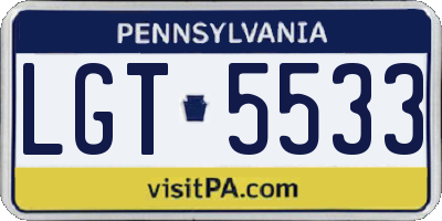 PA license plate LGT5533
