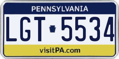 PA license plate LGT5534