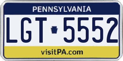 PA license plate LGT5552