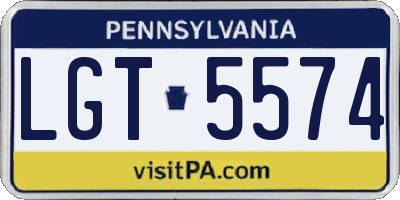 PA license plate LGT5574
