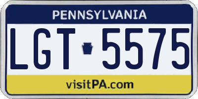 PA license plate LGT5575