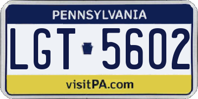 PA license plate LGT5602