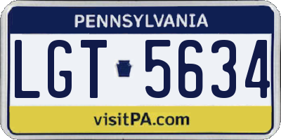 PA license plate LGT5634