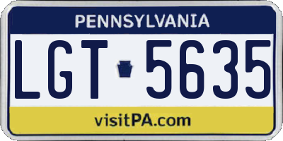 PA license plate LGT5635