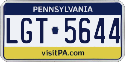 PA license plate LGT5644