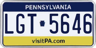 PA license plate LGT5646
