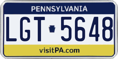 PA license plate LGT5648