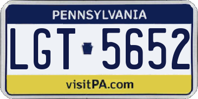PA license plate LGT5652