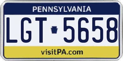 PA license plate LGT5658