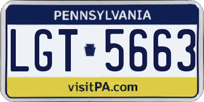 PA license plate LGT5663
