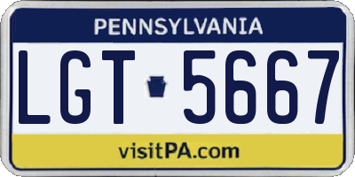 PA license plate LGT5667