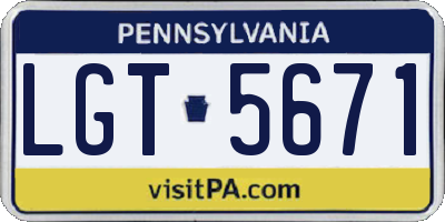 PA license plate LGT5671