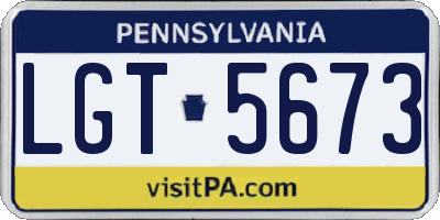 PA license plate LGT5673
