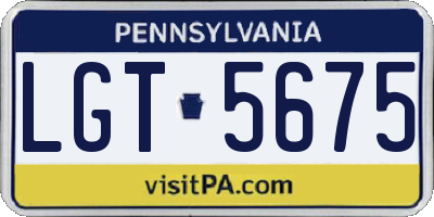 PA license plate LGT5675