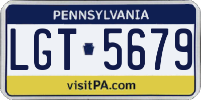 PA license plate LGT5679