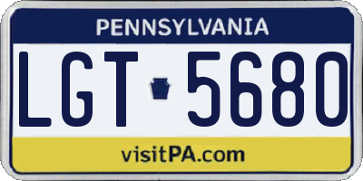 PA license plate LGT5680
