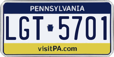 PA license plate LGT5701