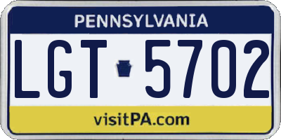 PA license plate LGT5702