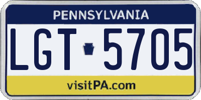 PA license plate LGT5705