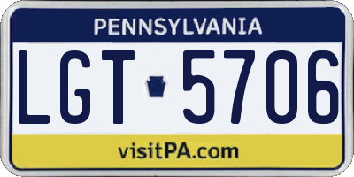 PA license plate LGT5706