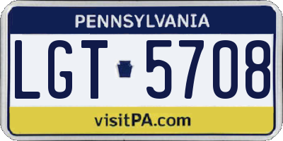 PA license plate LGT5708