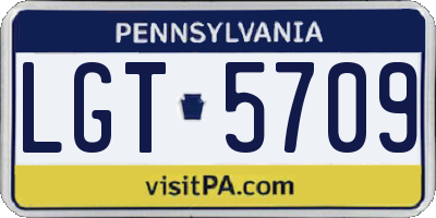 PA license plate LGT5709