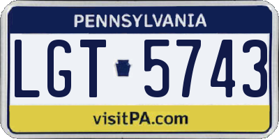 PA license plate LGT5743