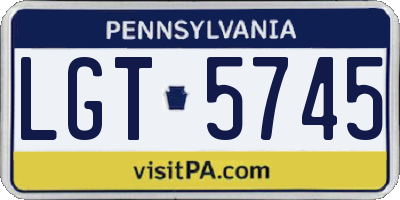 PA license plate LGT5745