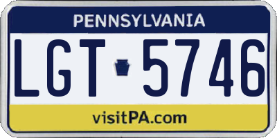 PA license plate LGT5746