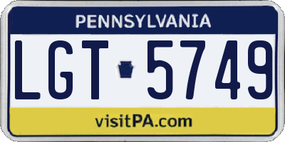 PA license plate LGT5749
