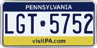 PA license plate LGT5752