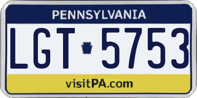 PA license plate LGT5753