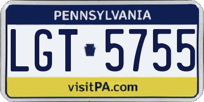 PA license plate LGT5755