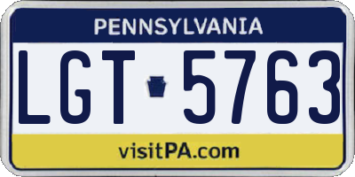 PA license plate LGT5763