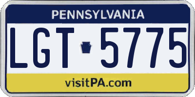 PA license plate LGT5775