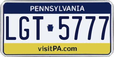 PA license plate LGT5777