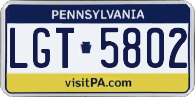 PA license plate LGT5802