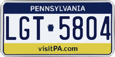 PA license plate LGT5804