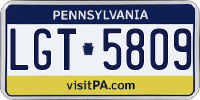 PA license plate LGT5809