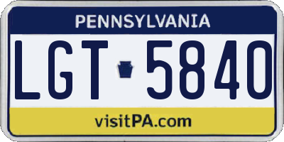 PA license plate LGT5840